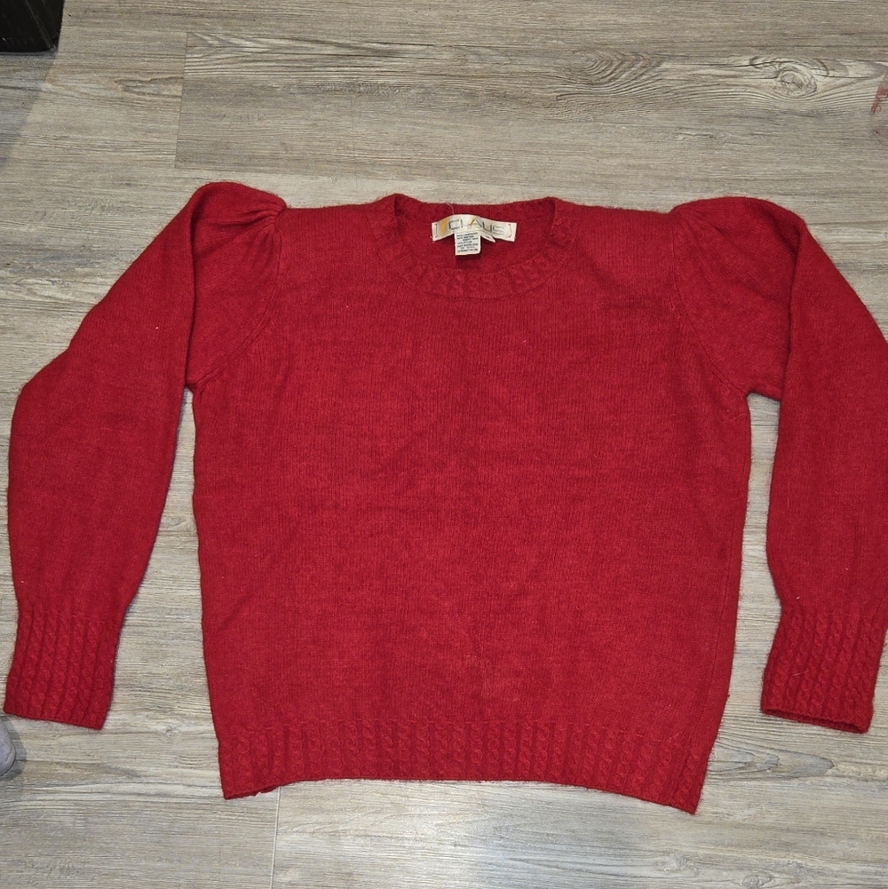 Vintage Chaus Vibrant Red Angora Blend Sweater